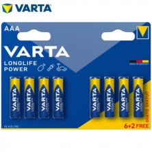 Pila Alcalina AAA LR03 1,5v Longlife Power Blíster 6+2 pilas VARTA