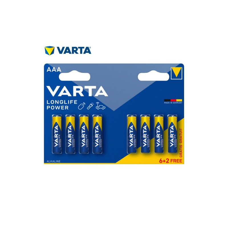 Pila Alcalina AAA LR03 1,5v Longlife Power Blíster 6+2 pilas VARTA