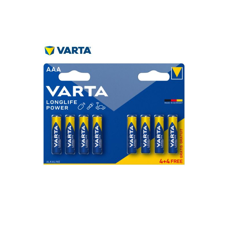 Pila Alcalina AAA LR03 1,5v Longlife Power Blíster 4+4 pilas VARTA