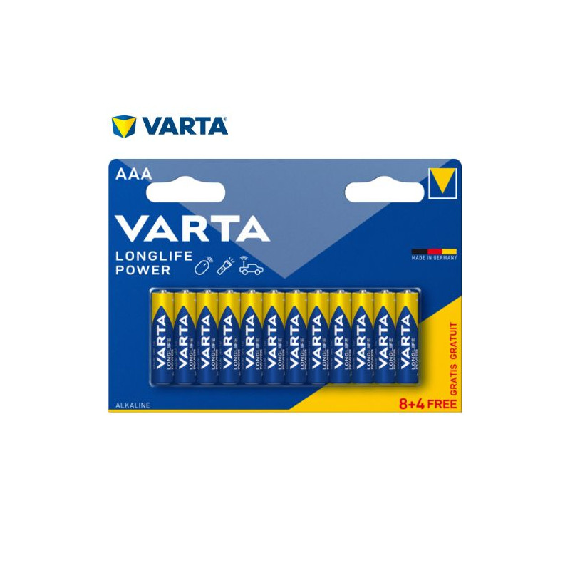 Pila Alcalina AAA LR03 1,5v Longlife Power Blíster 8+4 pilas VARTA