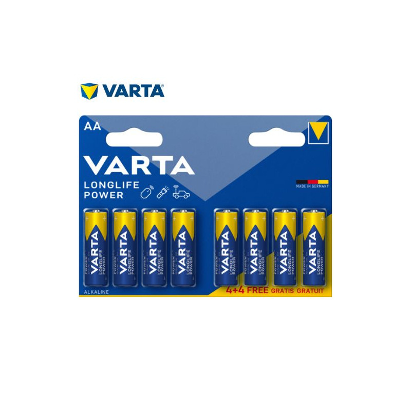 Pila Alcalina AA LR06 1,5v Longlife Power Blíster 4+4 pilas VARTA