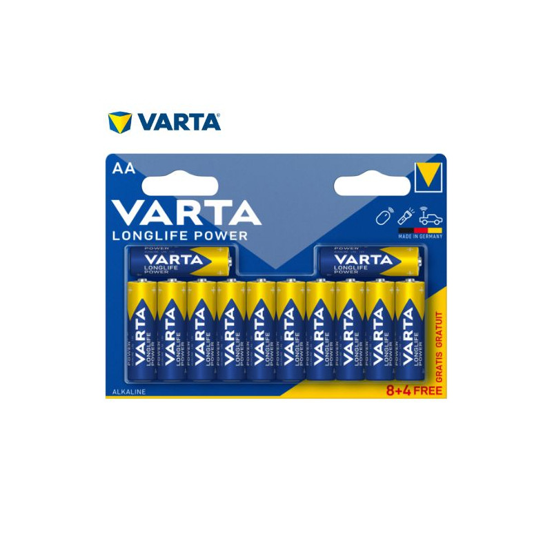 Pila Alcalina AA LR06 1,5v Longlife Power Blíster 8+4 pilas VARTA
