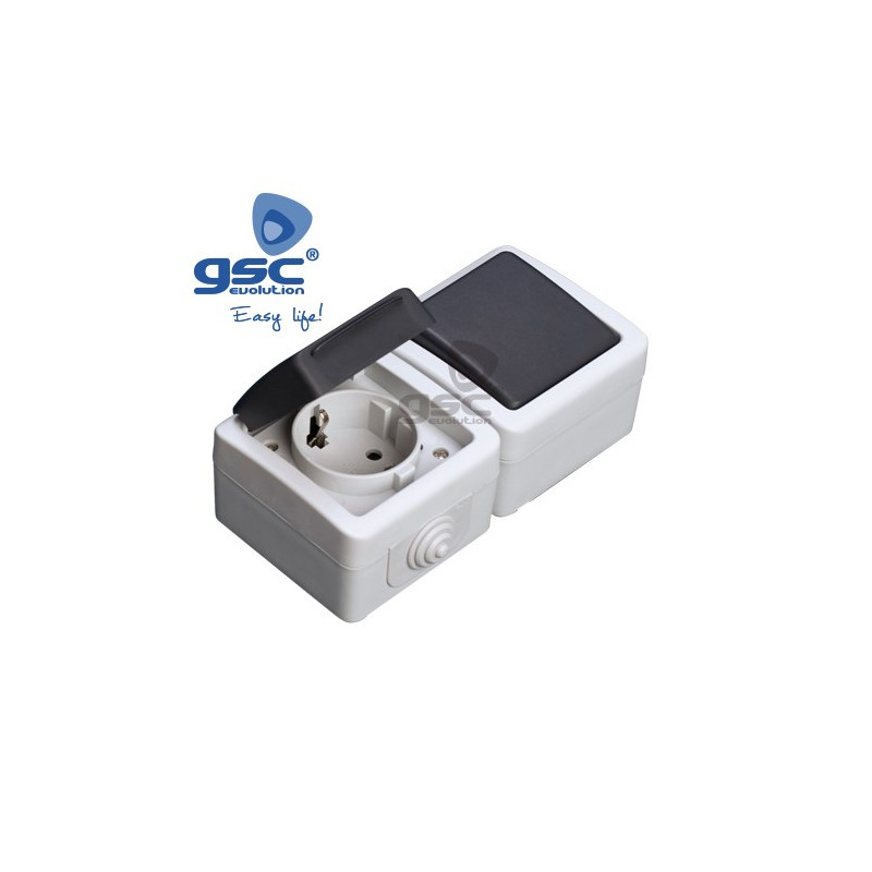 Mecanismo superficie estanco Serie GSC Conmutador + Base 10A 220V IP44 GSC C5/50