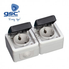 Mecanismo superficie estanco Serie GSC Base Doble 10A 220V IP44 GSC C5/50
