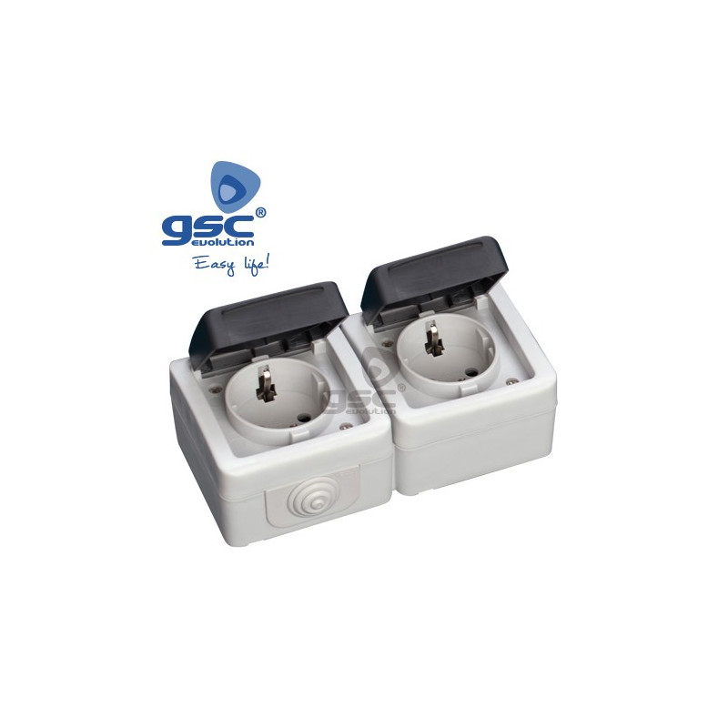 Mecanismo superficie estanco Serie GSC Base Doble 10A 220V IP44 GSC C5/50