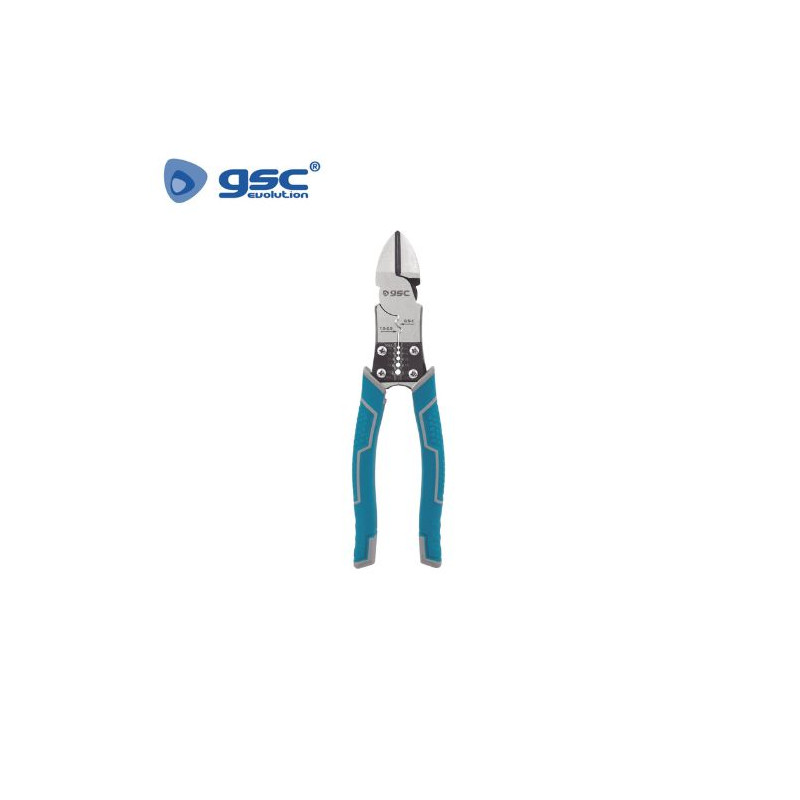 Alicate de corte diagonal 200mm con pelacables y crimpadora GSC C6/36