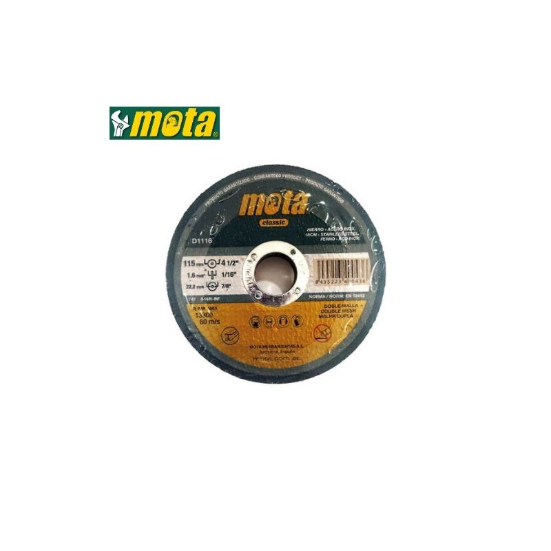 Discos de corte de acero inox 115x1.6x22,23mm Pack 10 und ÚLTIMAS UNIDADES