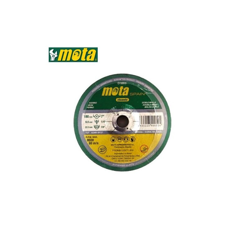 Discos de desbaste 180x6x22.23mm Pack 5 unidades MOTA GSC C1/3