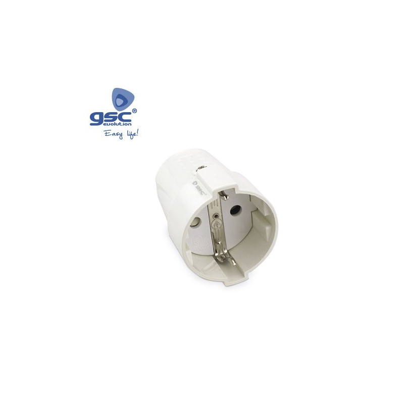 Base móvil 16A 220V TT Lateral Blanco Termoplástico Diámetro 4,8mm Retractilado GSC C25/200