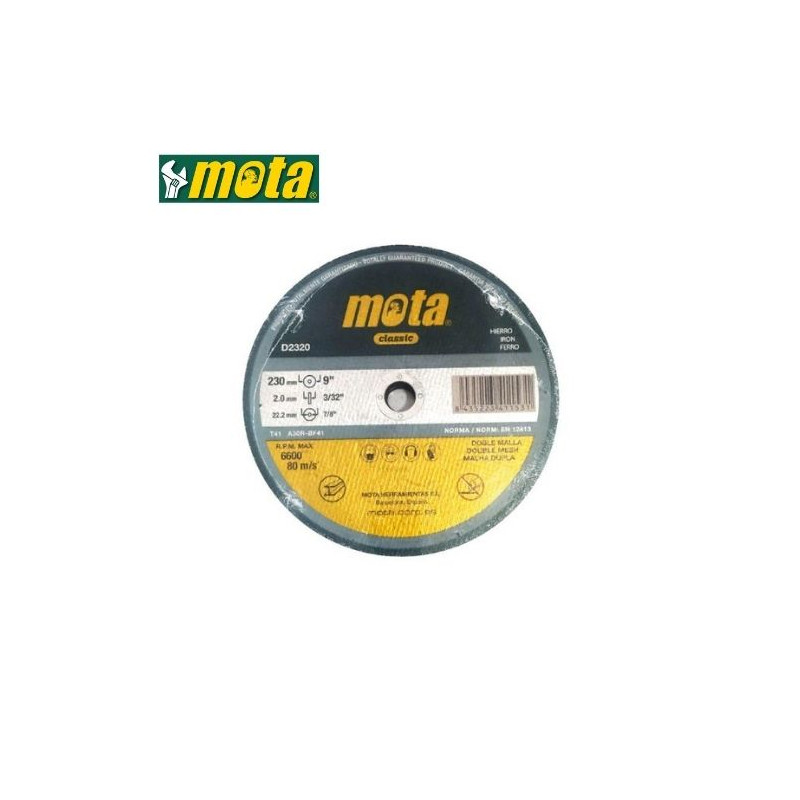Discos de corte de hierro 230x2x22.23mm Pack 10 unidades MOTA GSC C1/5