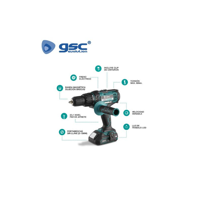 Taladro destornillador/percutor inalámbrico 460w 20V Li-Ion GSC C1/4