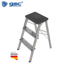 Taburete aluminio 3 peldaños Máx. 150kg GSC C1/1