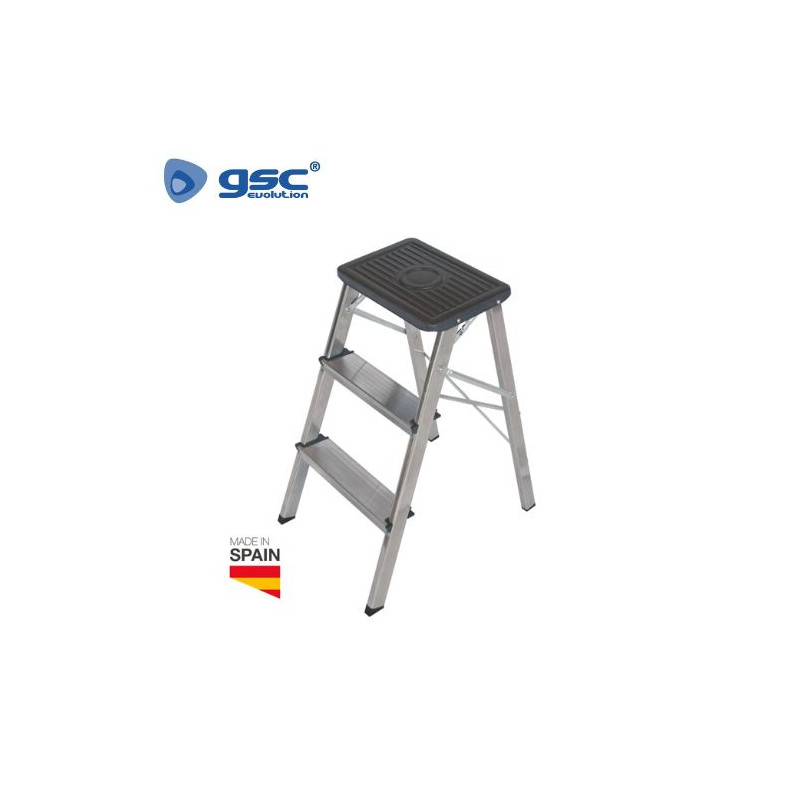 Taburete aluminio 3 peldaños Máx. 150kg GSC C1/1