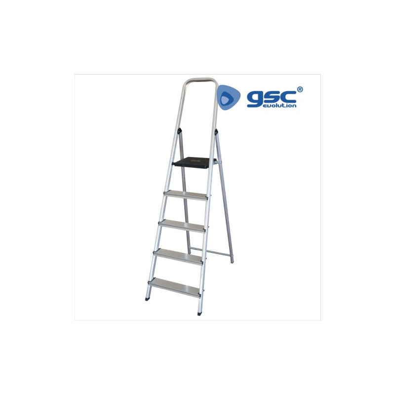 Escalera aluminio 5 peldaños Máx. 150kg GSC C1/3