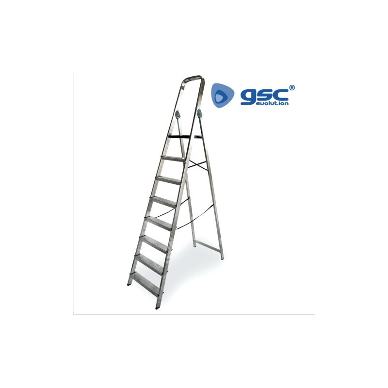 Escalera aluminio 8 peldaños Máx. 150kg GSC C1/3