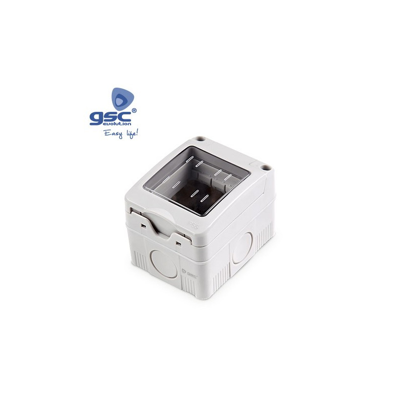 Caja superficie estanco Serie GSC estrecha 2 modulos con tapa IP55 GSC C10/100