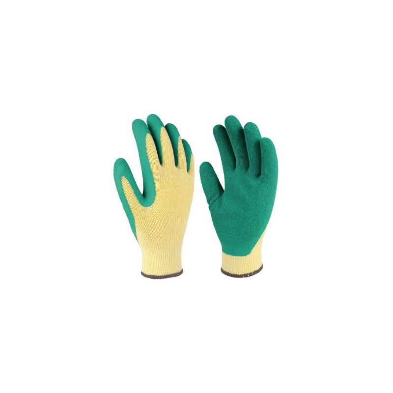 Guantes POLIÉSTER y recubrimiento de LATEX Amarillo/Verde Talla 10 HANTUMS C1/20