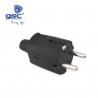 Clavija 16A 220V TT Lateral Goma Negro Bipolar Diámetro 4,8mm Retractilado GSC C25/400