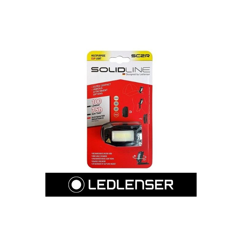 Linterna SC2R 100Lm Multifuncion RECARGABLE con clip SolidLine LEDLENSER