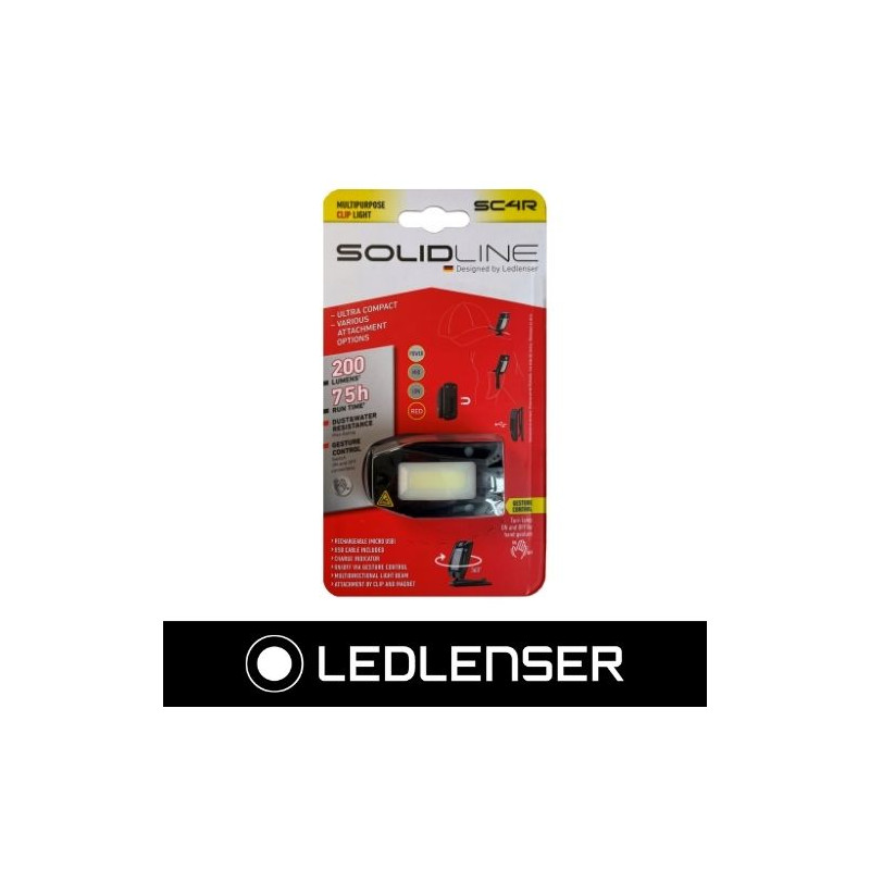 Linterna SC4R 200Lm Multifuncion RECARGABLE con clip SolidLine LEDLENSER