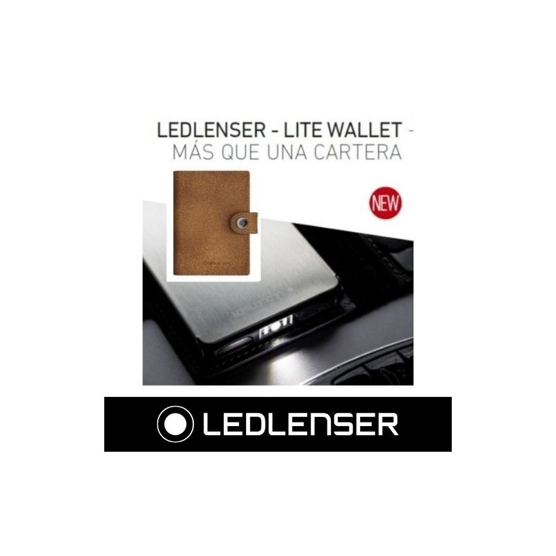 Cartera tarjetero de piel con linterna y protector de tarjetas 150Lm Caramelo LEDLENSER