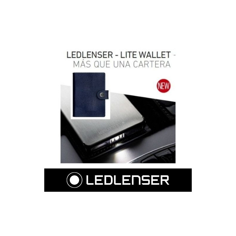Cartera tarjetero de piel con linterna y protector de tarjetas 150Lm Azul Marino LEDLENSER