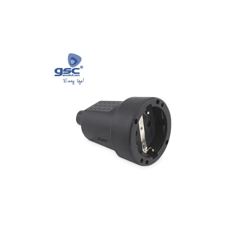 Base móvil 16A 220V TT Lateral Goma Negro Bipolar Diámetro 4,8mm IP44 Retractilado GSC C25/250