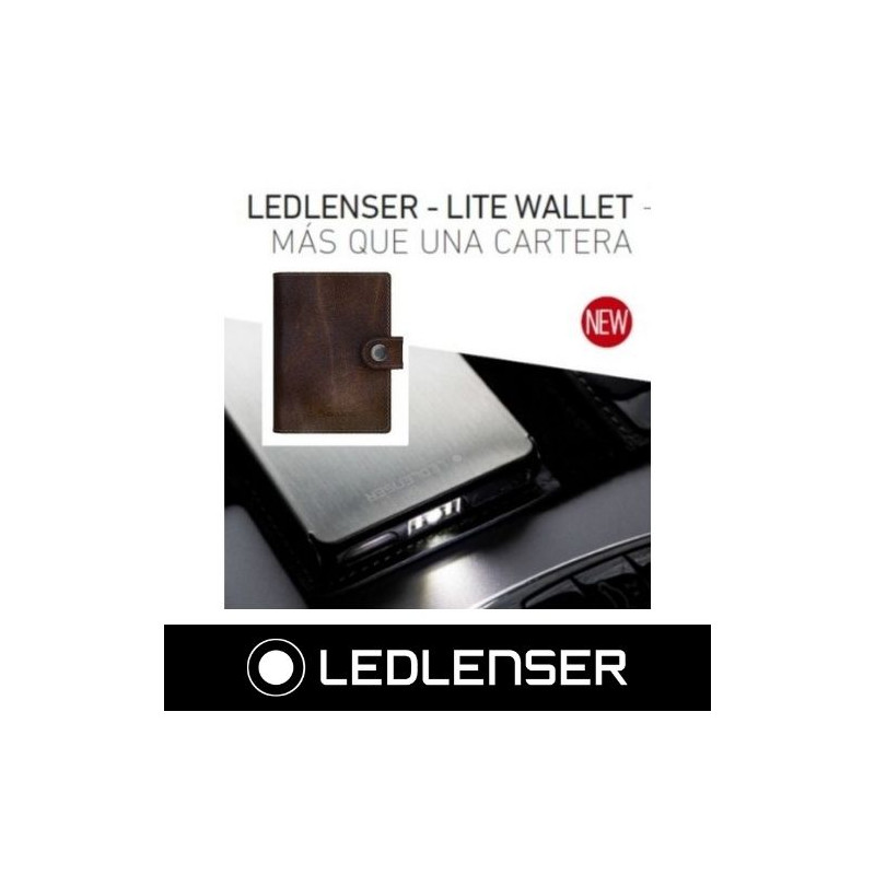 Cartera tarjetero de piel con linterna y protector de tarjetas 150Lm Vintage LEDLENSER