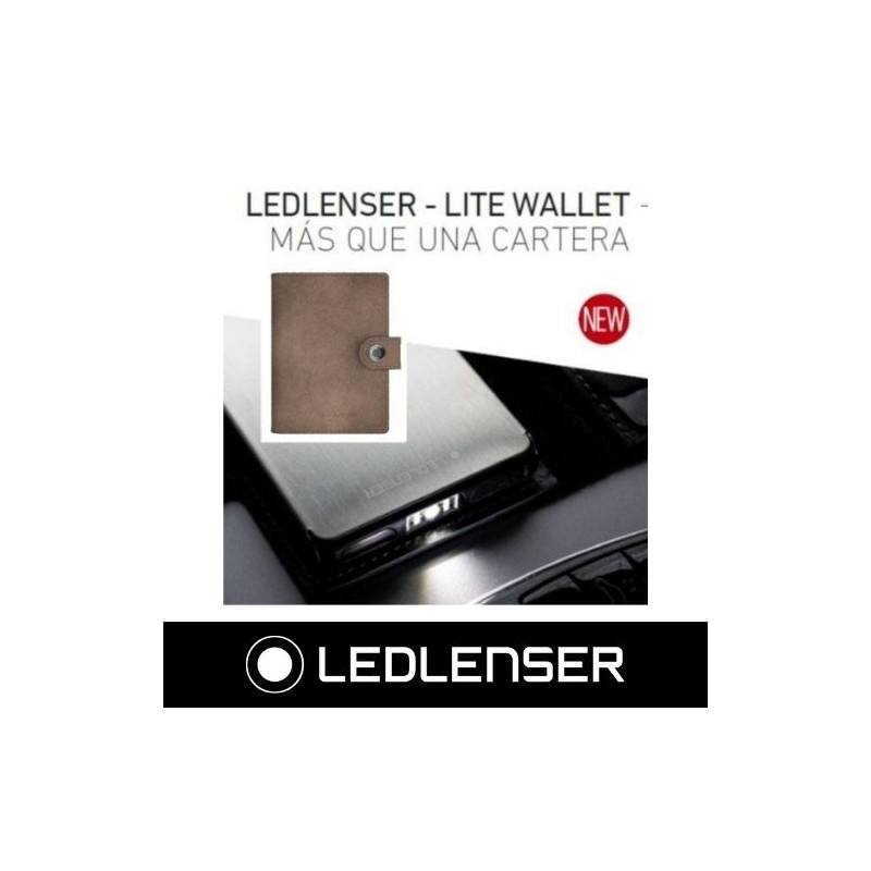 Cartera tarjetero de piel con linterna y protector de tarjetas 150Lm Marrón Claro LEDLENSER