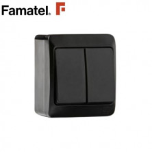 Mecanismo superficie Serie POOL estanco Interruptor Doble IP54 Negro FAMATEL C12