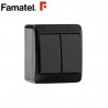 Mecanismo superficie Serie POOL estanco Interruptor Doble IP54 Negro FAMATEL C12