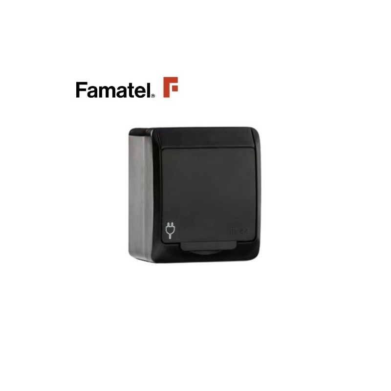 Mecanismo superficie Serie POOL estanco Base estanco IP54 Negro FAMATEL C12