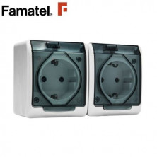 Mecanismo superficie Serie POOL estanco Base Doble 16A-220V TT IP54 FAMATEL / 12