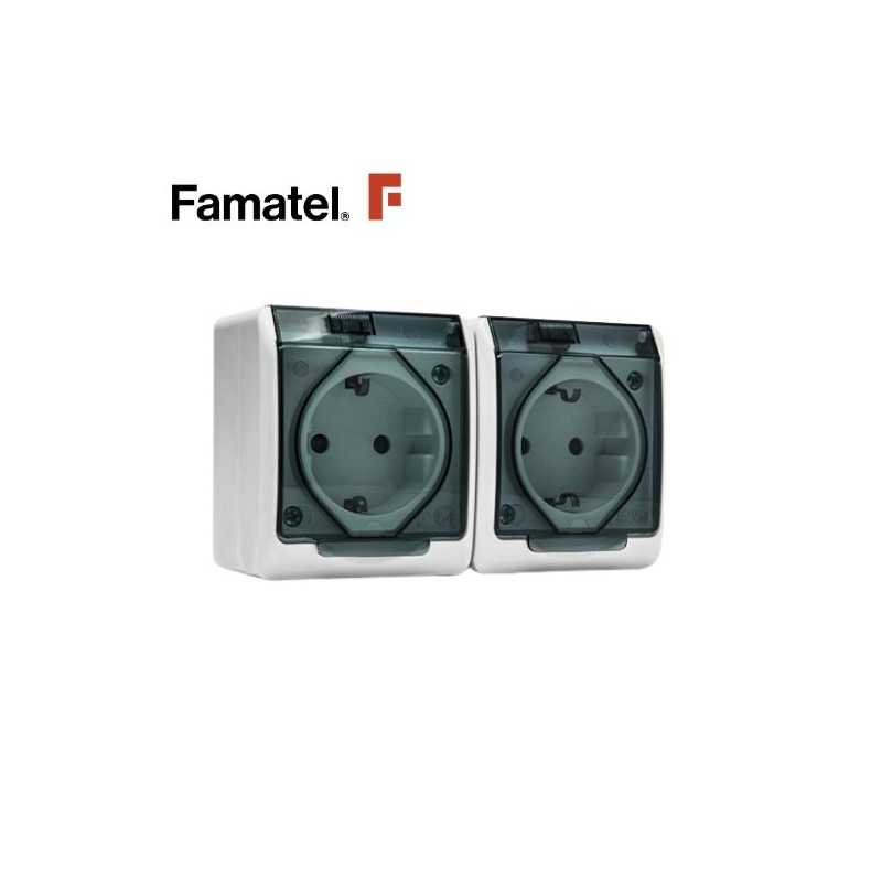 Mecanismo superficie Serie POOL estanco Base Doble 16A-220V TT IP54 FAMATEL / 12