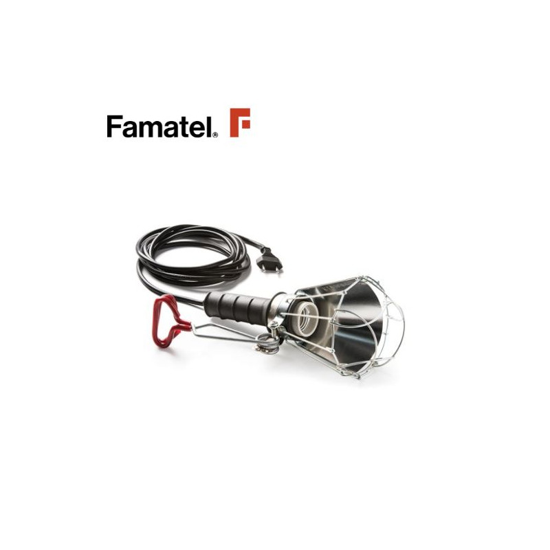 Lampara portatil goma 100w 5 m. con pinza FAMATEL | 10