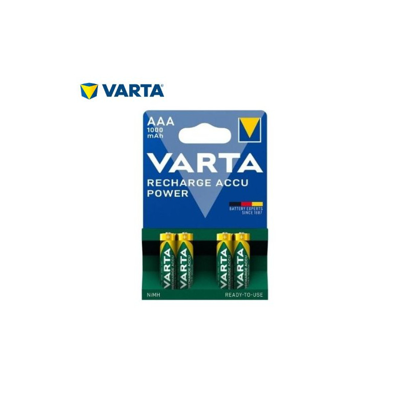 Pila Recargable AAA 1,2v 1000 mAh Blister 4 pilas VARTA