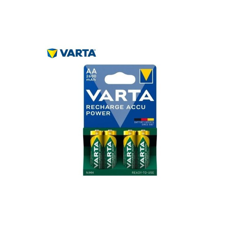 Pila Recargable AA 1,2v 2600 mAh Blister 4 pilas VARTA