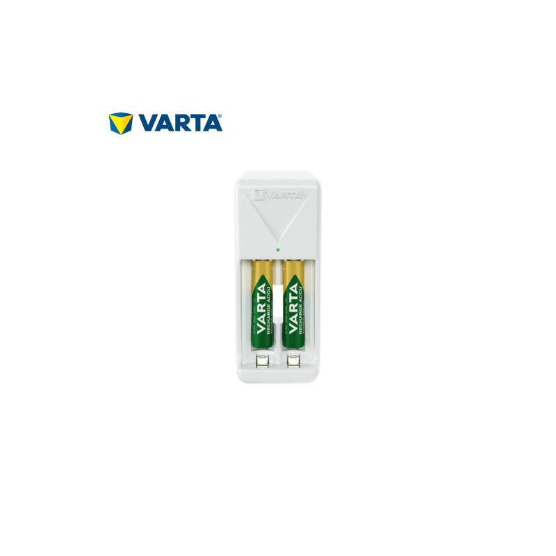 Cargador Mini Charger RECARGABLE LED AA/AAA Incluye 2 baterías AAA VARTA