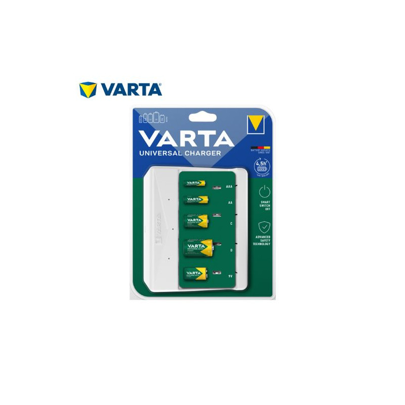 Cargador Universal Charger pilas recargables AA, AAA, C, D y 9V VARTA