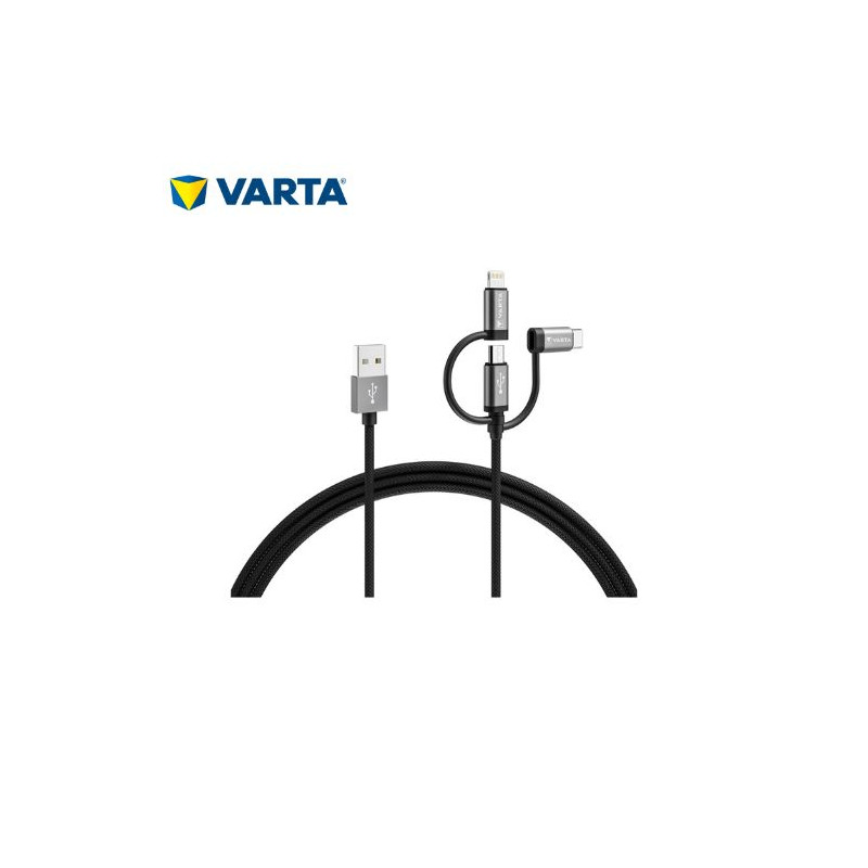 Cable USB Tipo A a 3 en 1 Lighting / Micro USB / Tipo C - 2m VARTA