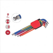 Juego 9 piezas Llaves macho hexagonales redondas colores 1,5-10mm DOGHER