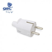 Clavija 16A 220V TT Lateral Goma Blanco Bipolar Diámetro 4,8mm Retractilado GSC C25/400