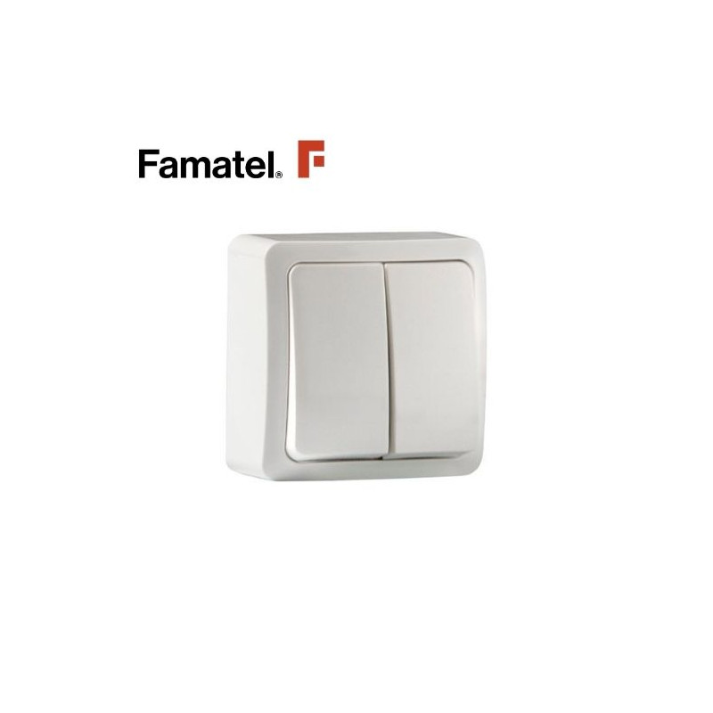 Mecanismo superficie Serie 7000 Interruptor Doble 10A-220V Blanco FAMATEL