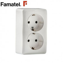 Mecanismo superficie Serie 7000 Base Doble 2P+T 16A-220V Blanco FAMATEL