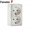 Mecanismo superficie Serie 7000 Base Doble 2P+T 16A-220V Blanco FAMATEL