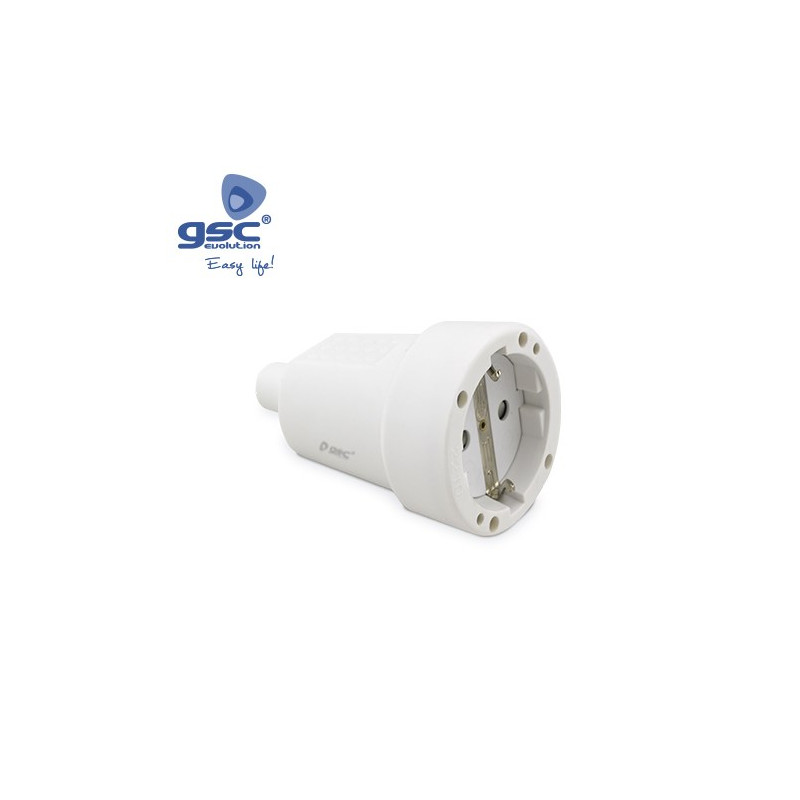 Base móvil 16A 220V TT Lateral Blanco Bipolar Diámetro 4,8mm IP44 Retractilado GSC C1/1