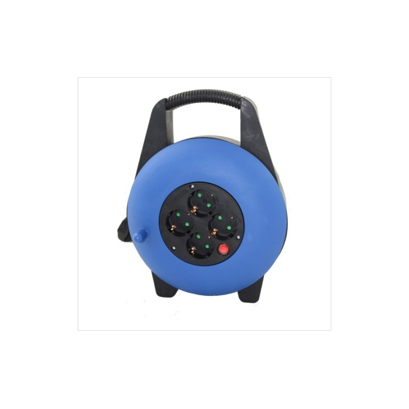 Enrollacable 15m 3x1,5mm 4 tomas Schuko IP20 220V SILVER C1