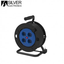 Enrollacable 25m 3x1,5mm 4 tomas Schuko IP20 220V SILVER C1