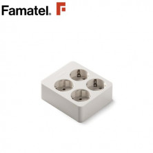 Base 4 Tomas TT sin Cable cuadrada Caja FAMATEL