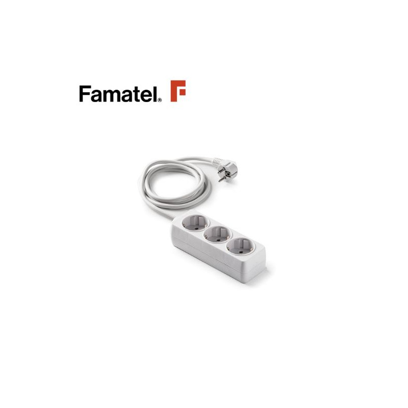 Base 3 Tomas TT 3x1,5mm 1,5 metros de cable Ecosockets (A) FAMATEL C10